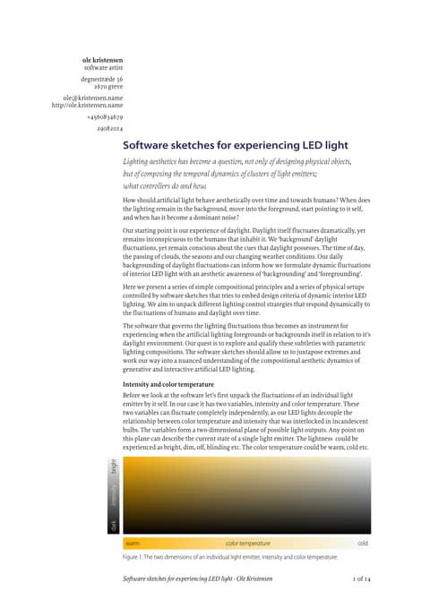 Software Sketches for Experiencing LED Light