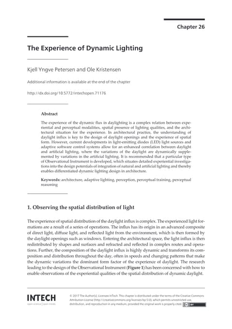 The Experience of Dynamic Lighting