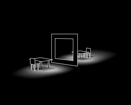 Single frame double lightroom with table and chair